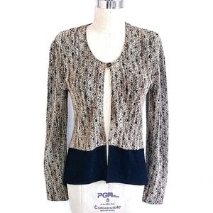 Vintage Black and Cream Women's Cardigan Sweater
